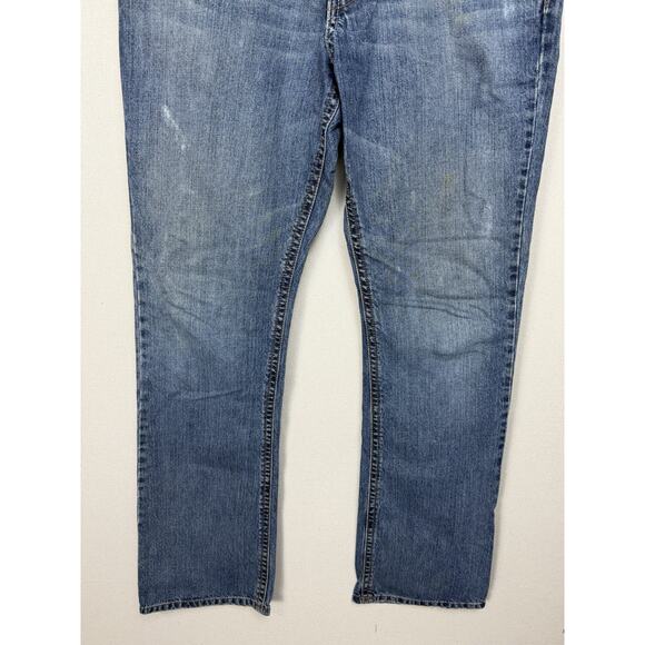 Cinch Men's Denim Jeans Sz 33x36 (34) Distressed Grunge Work Cowboy Straight Leg - Picture 3 of 16